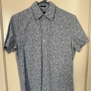 Men’s Small J.Crew Slim Fit Floral Button Down Shirt Blue Short Sleeve